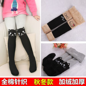 兒童中筒襪子 春秋中厚 全棉長筒襪 女童中統(tǒng)蕾絲花邊襪 蝴蝶結(jié)襪
